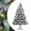 vidaXL Kunstig juletre Grønn og hvit 240 cm PVC og Metall og Plast