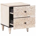  Nattbordskap 2 pcs Hvit 40 x 33,5 x 46 cm Massiv mango tre