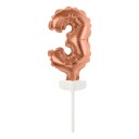 Kakedekorasjon Tallballong Mini Roségull   Siffer 3