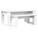  Kaffebord Sett 2 pcs Hvit Konstruert tre