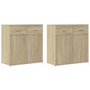  Skjenker 2 stk sonoma eik 79x38x80 cm konstruert tre