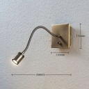 Lindby LED-veggleselampe Mayar, fleksarm, antikkmessing