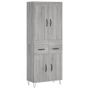  Highboard grå sonoma 69,5x34x180 cm konstruert tre