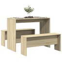 Sett med spisebord og benker 3 deler sonoma eik konstruert tre 8721158415882