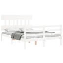 vidaXL Sengeramme med hodegavl hvit 4FT small double heltre