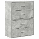  Skap med 2 skuffer 2 stk betonggrå 60x31x40 cm konstruert tre