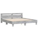 vidaXL Sengeramme med hodegavl betonggrå 160x200 cm konstruert tre 8721012246263