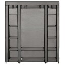 vidaXL Garderobeskap med rom og stenger grå 150x45x176 cm stoff