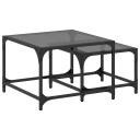  Stablebare salongbord 2 stk med svart glasstopp stål 845983