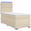 vidaXL Kontinentalseng med madrass Krem 100 x 200 cm Stoff