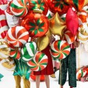 Partydeco Folieballong Polkagris Hvit Rød FB107-007