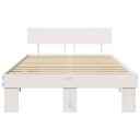  Sengestamme med hodegjerde Hvit 135 x 190 cm Massiv furu tre