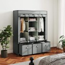 Stoffgarderobe av fleece sammenleggbar garderobe inkludert 3 skuffer 125 cm x 43 cm x 162,5 cm lys grå