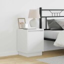  Nattbord med LED lamper Hvit 39x34,5x50 cm
