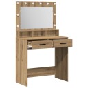  Sminkebord med LED lamper i Artisan Eik 79x41x135 cm