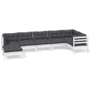  Hagesofagruppe med puter 7 deler hvit heltre furu 3096551