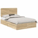  Seng med Oppbevaring Sonoma eik 135 x 190 cm Konstruert tre