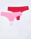 Bumpro 3-pack No Show Thong Rib Pink/Red/White XS