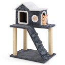 Cwy 90 cm Høy Skrapestolpe Med Stor Hule Og Stige Og Sisalstolper Cat Tree Klatretre Grå