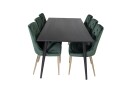 Venture Home Dipp Spisegruppe 180 cm Rektangulær med 6 Velvet Stoler   Sort/Guld