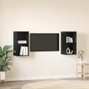  Vegghylle for TV 2 pcs Svart eik 37 x 37 x 72 cm Konstruert tre