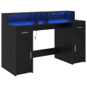  Skrivebord Svart Eik 140x55x91 cm Konstruert Tre