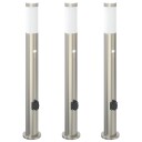 vidaXL Pullertlys med sensor og stikkontakt 3 stk 80 cm rustfritt stål IP44