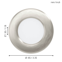 Eglo FUEVA 5 INNBYGGET \\u00d886 2,7W 330LM Børstet stål 86 mm diameter 26 mm høyde