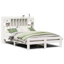  Seng med bokhylle uten madrass hvit 140x200 cm heltre furu 8721158383228