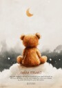 Non personalized Teddy Bear Under Crescent Moon Plakat / 21x30
