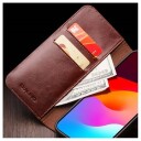 iPhone 15 Plus Qialino Classic Lommebok-deksel I Lær Mørkebrun