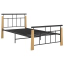 vidaXL Sengeramme metall og heltre eik 100x200 cm