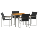  5-delt hagespisemøbelsett i solid akasietre og rustfritt stål