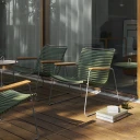 Houe Click Roomy lounge chair Pigeon blue. Frame: Grey. Armrest: Bamboo