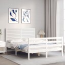 vidaXL Sengeramme med hodegavl hvit 4FT small double heltre