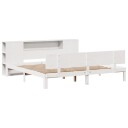  Seng med bokhylle uten madrass hvit 200x200 cm heltre furu 8721158614285