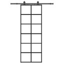 vidaXL Skyvedør med monteringssett svart 76x205 cm ESG-glass