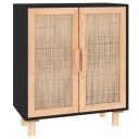 vidaXL Skjenk svart 60x30x70 cm heltre furu og naturrotting