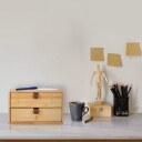 Office Desk Organizer med 2 bambusskuffer