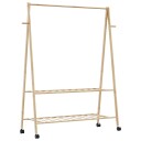  Klesstativ med hyller og hjul 132x45,5x155,5 cm bambus 8721102642944