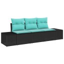 vidaXL Sofa sett 3 stk. Svart polyrotting