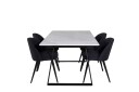 Venture Home Estelle Spisegruppe 140 cm Rektangulær med 4 Velvet Stoler Sort