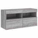 vidaXL Vegghengt TV-benk med LED grå sonoma 80x30x40 cm 8721012257917