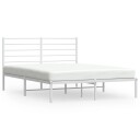 vidaXL Sengeramme i metall med hodegavl hvit 120x200 cm
