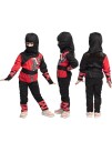 Rødt og Svart Ninja Barnekostyme 3 4 ÅR