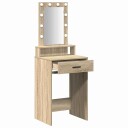  sminkebord med LED lamper Sonoma eik 50x41x140 cm