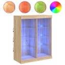 vidaXL Skjenk med LED-lys sonoma eik 81x37x100 cm
