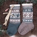 Bluum Strik Strikk Julestrømper Ekorn og valgfrie navn - garnpakke i Bluum Pure Eco Baby Wool