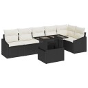 vidaXL Hagesofa Set 7 stk. Svart og krem polyrotting