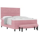  Box Spring Seng med Madrass & Benk Rosa 140x190 cm Fløyel